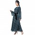 Double layered abaya with Peacock print